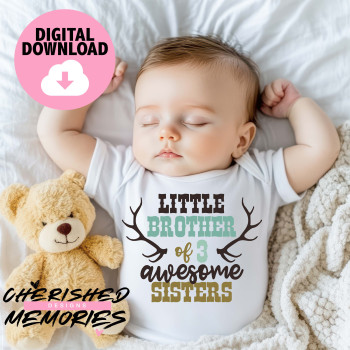 Little Brother Of 3 Awesome Sisters Shirt Design